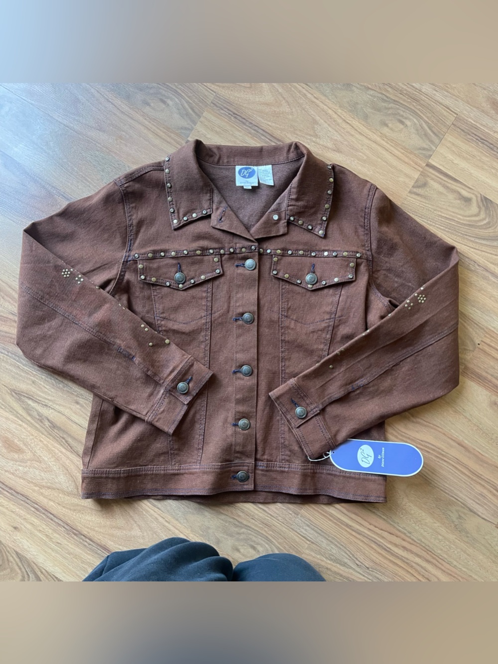 Diane Gilman large brown denim studded jacket
